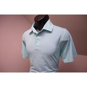 B Draddy Sport Golf Polo Poly Stretch Striped Short Sleeve Shirt Mens Sz Small